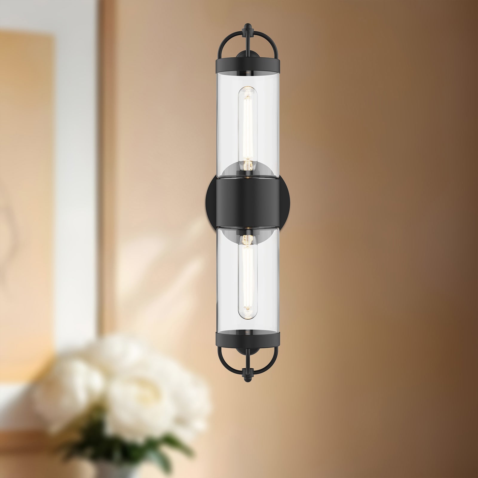 Lancaster 5-in Matte Black 2 Lights Wall/Vanity
