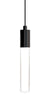 Light Guide Tall Clear Acrylic Single Pendant - 3W - Matte Black Socket