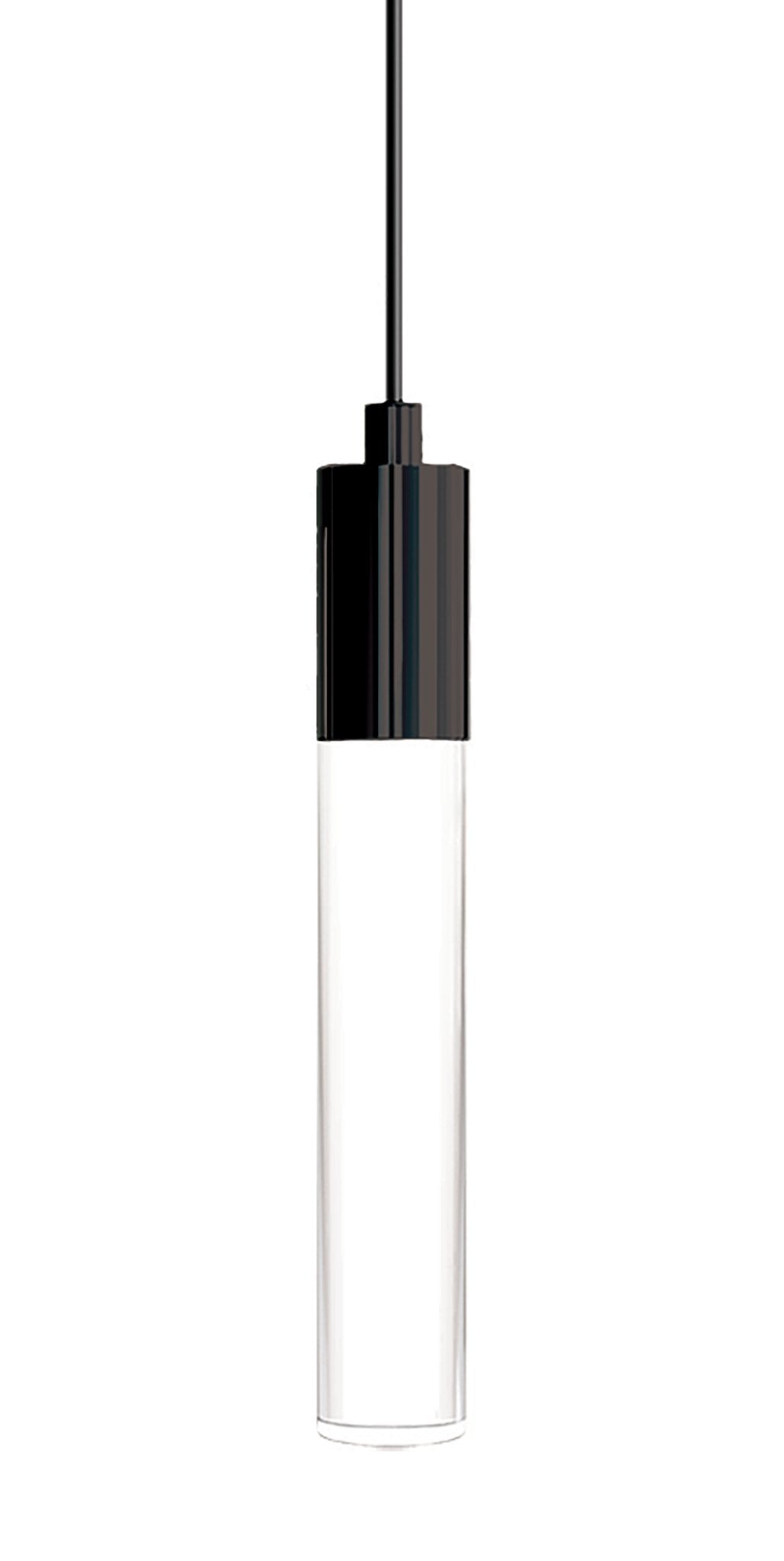 Light Guide Tall Clear Acrylic Single Pendant - 3W - Matte Black Socket