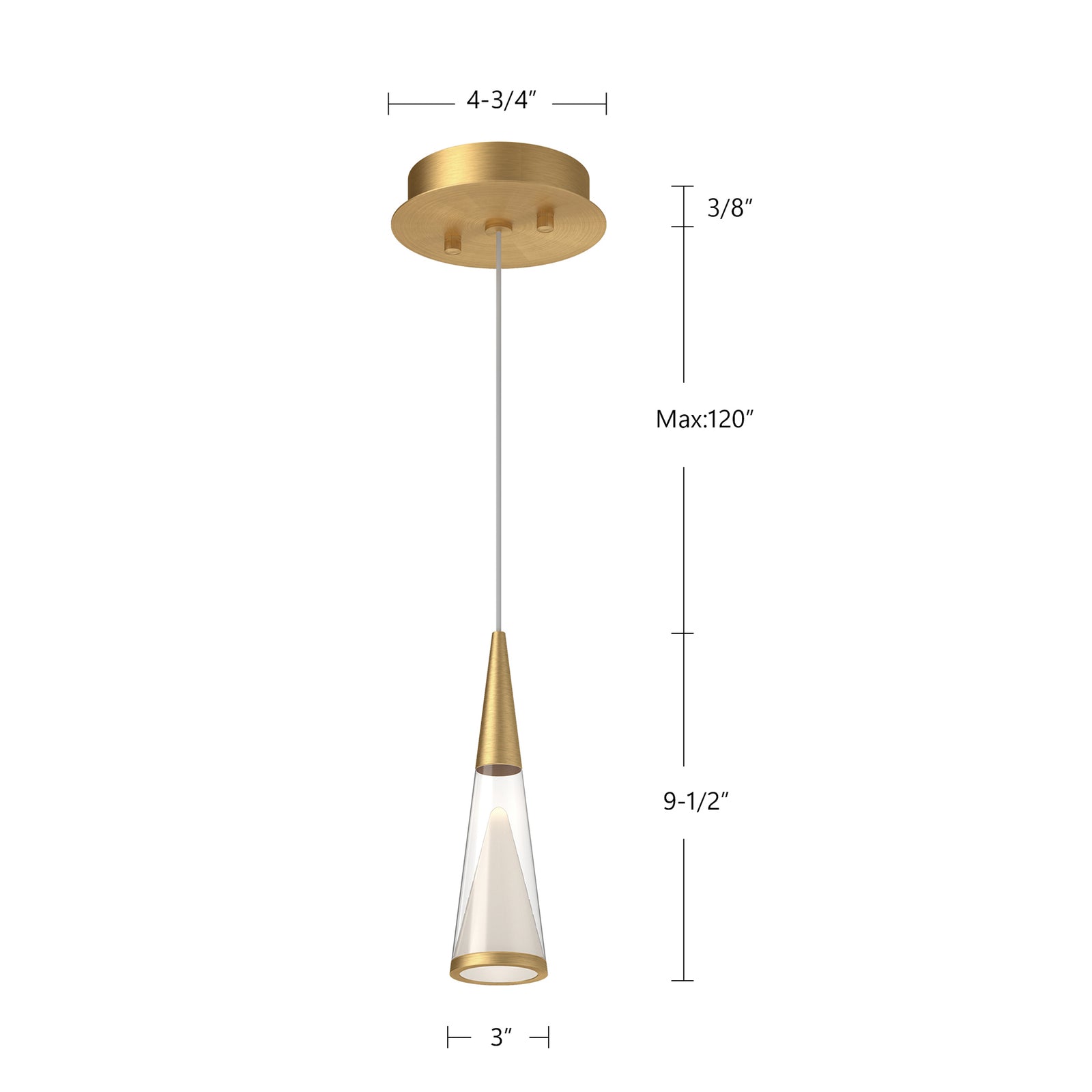 Malabar 3-in Brushed Gold LED Pendant