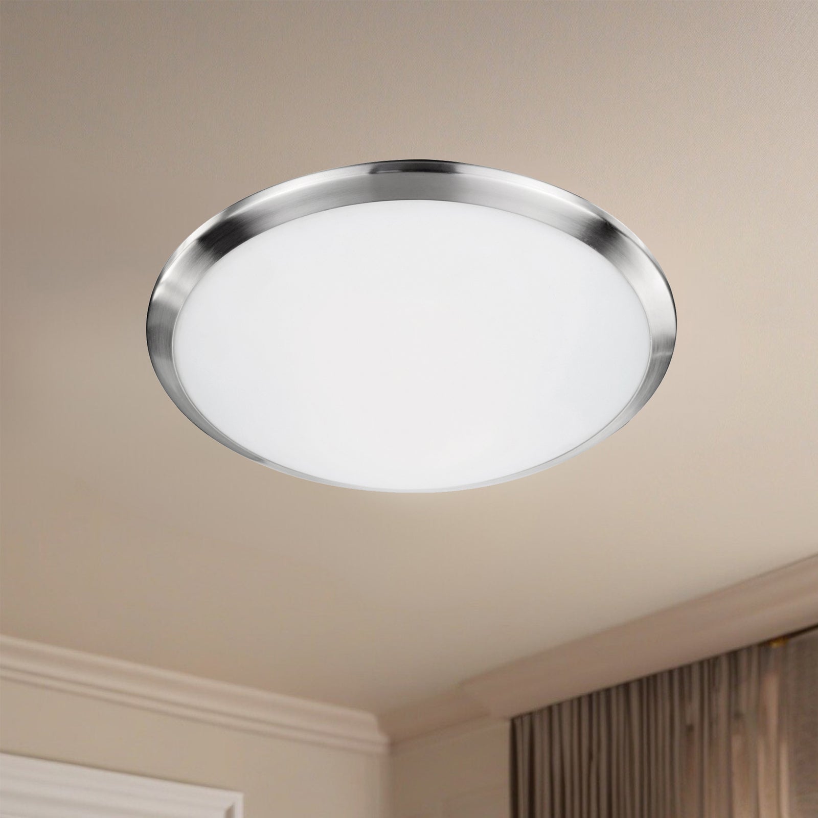Malta 12-in Brushed Nickel LED Flush Mount