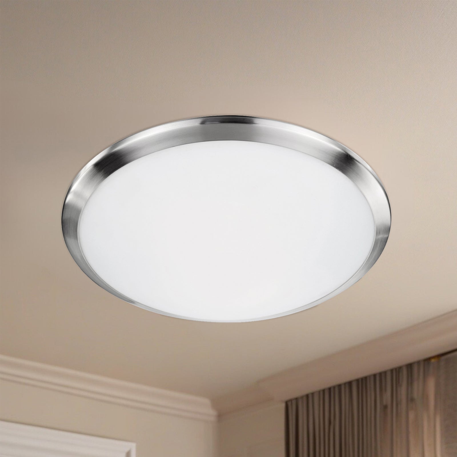 Malta 15-in Brushed Nickel LED Flush Mount