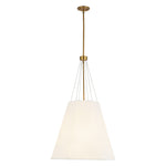 Manila 22-in Aged Gold/White Linen 3 Lights Pendant