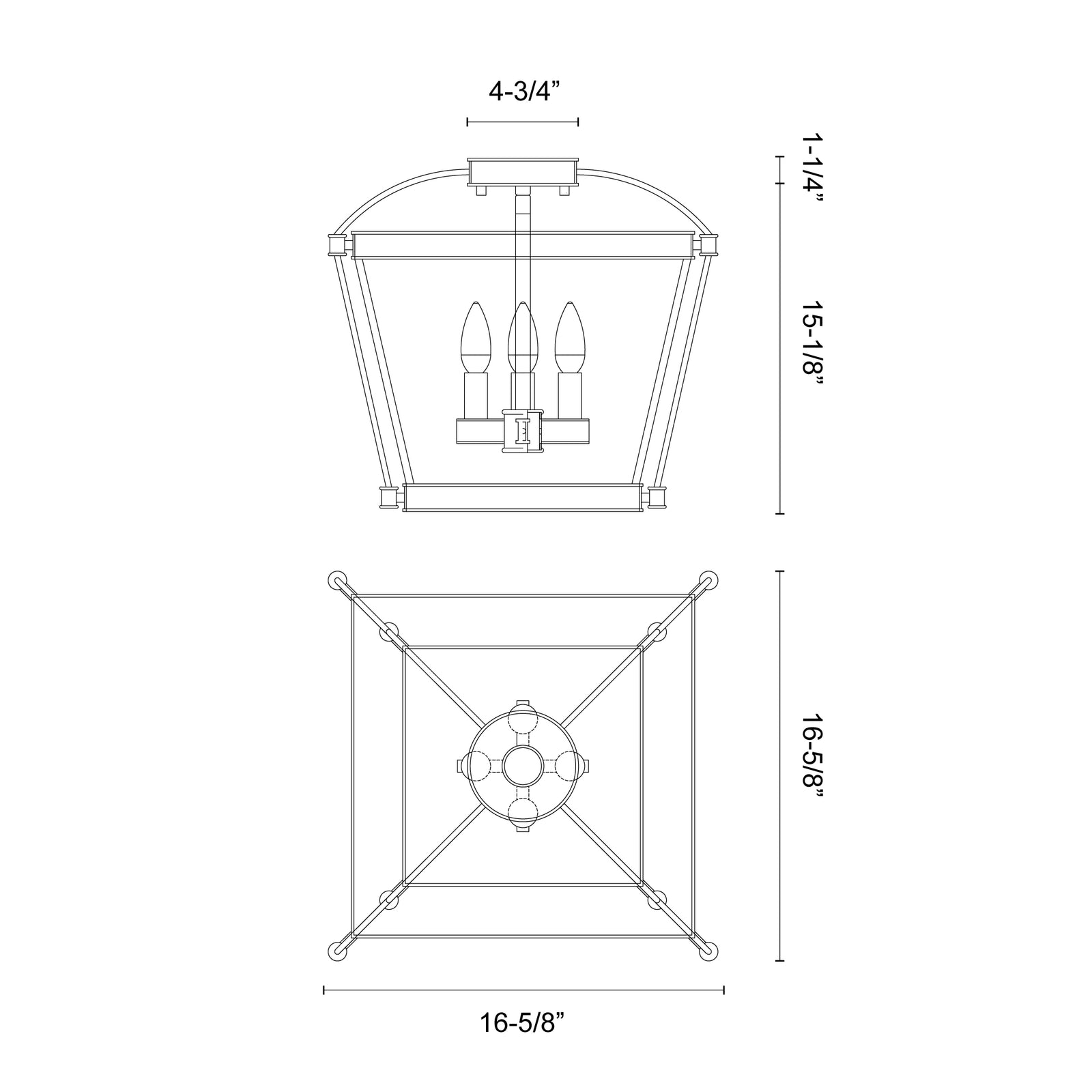 Manor Urban Bronze 4 Lights Semi Flush Mount
