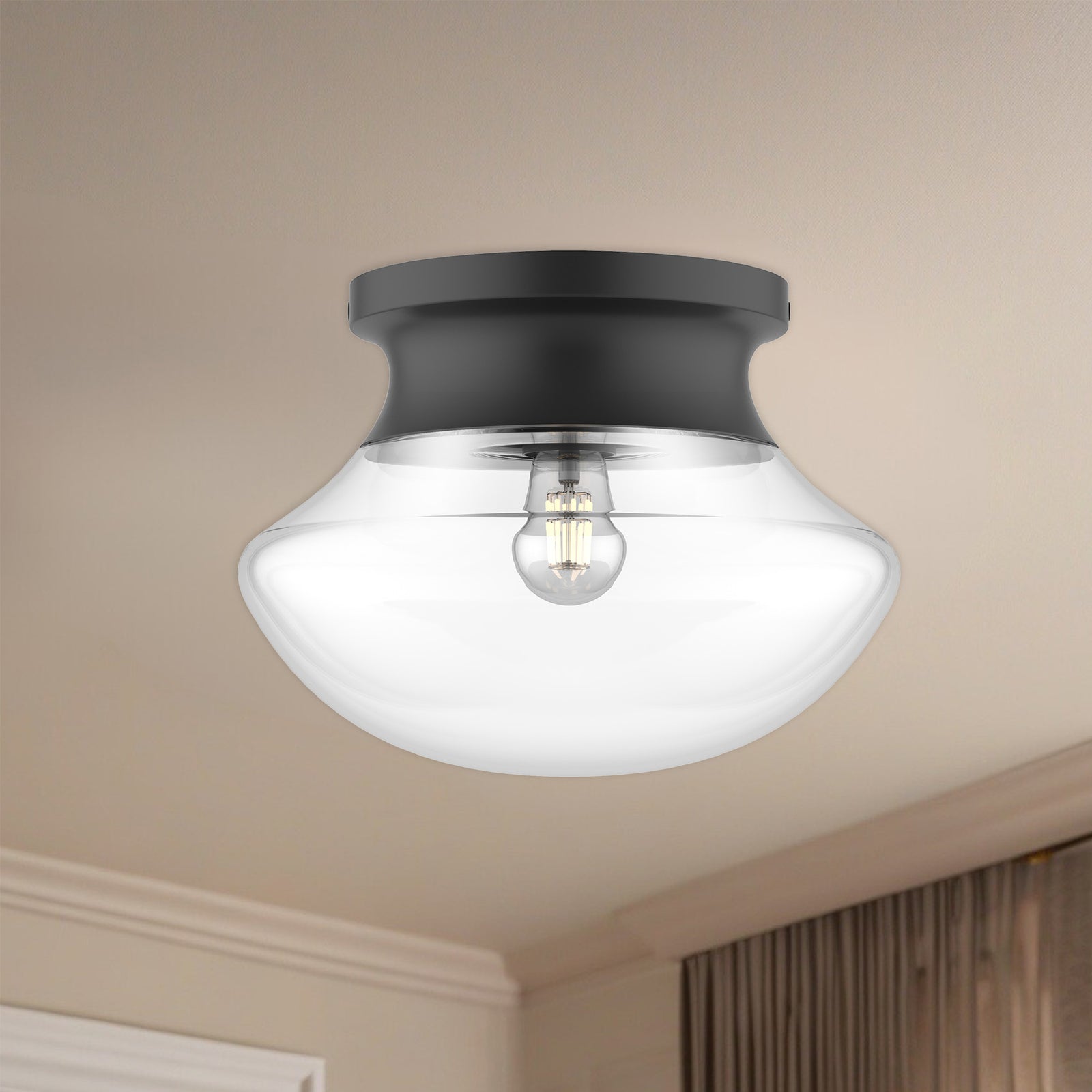 Marcel 11-in Matte Black 1 Light Flush Mount