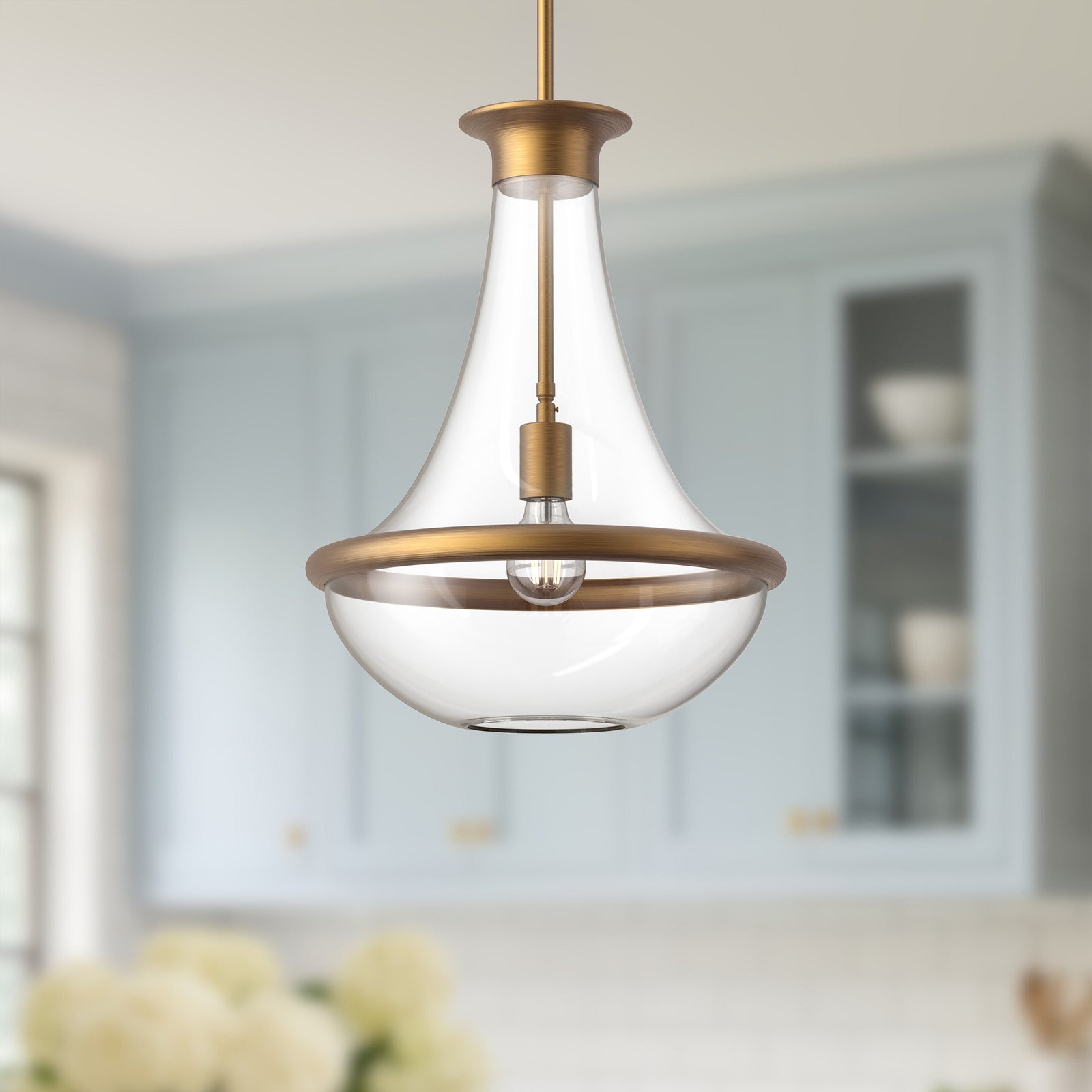 Marcel 10-in Aged Gold 1 Light Pendant