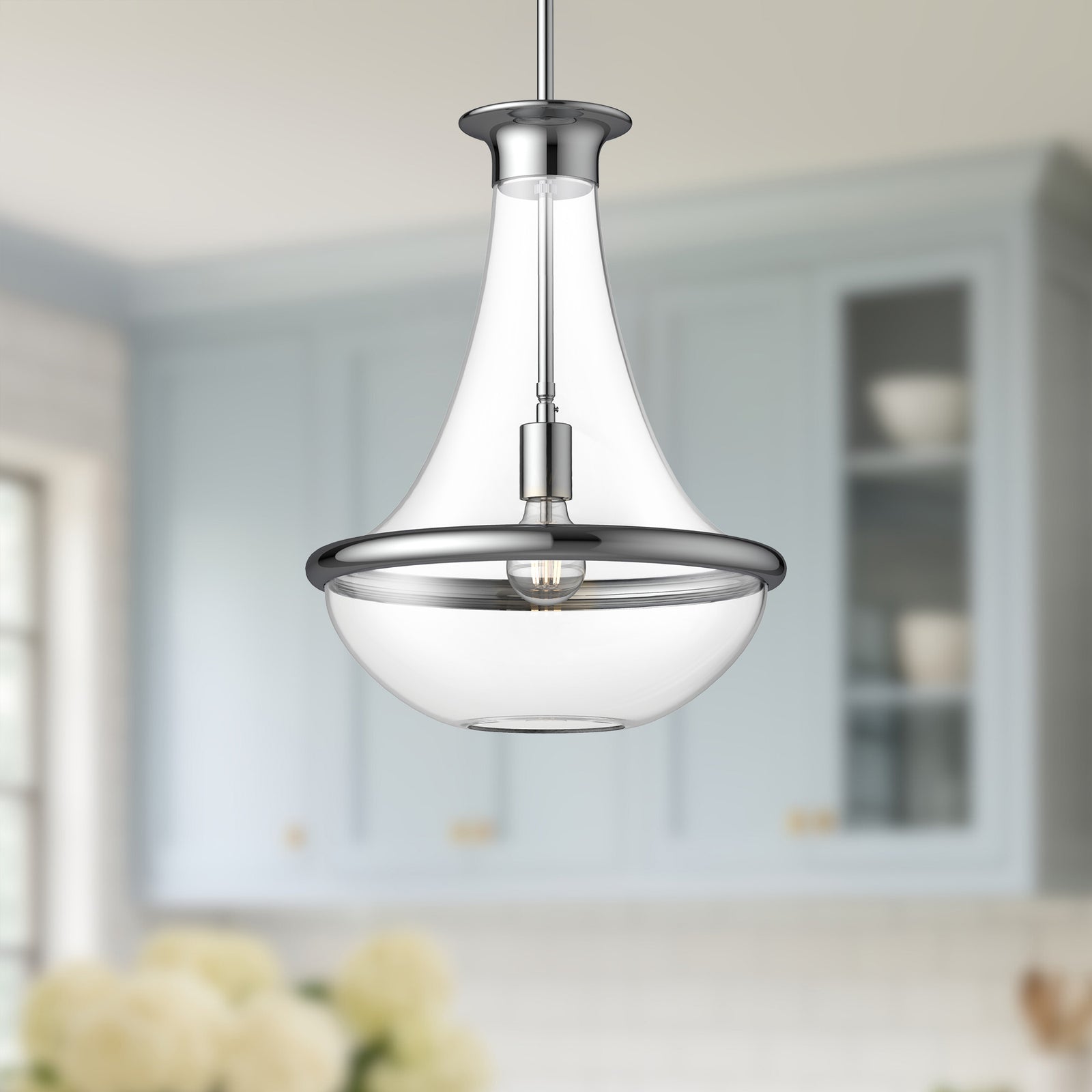 Marcel 10-in Chrome 1 Light Pendant