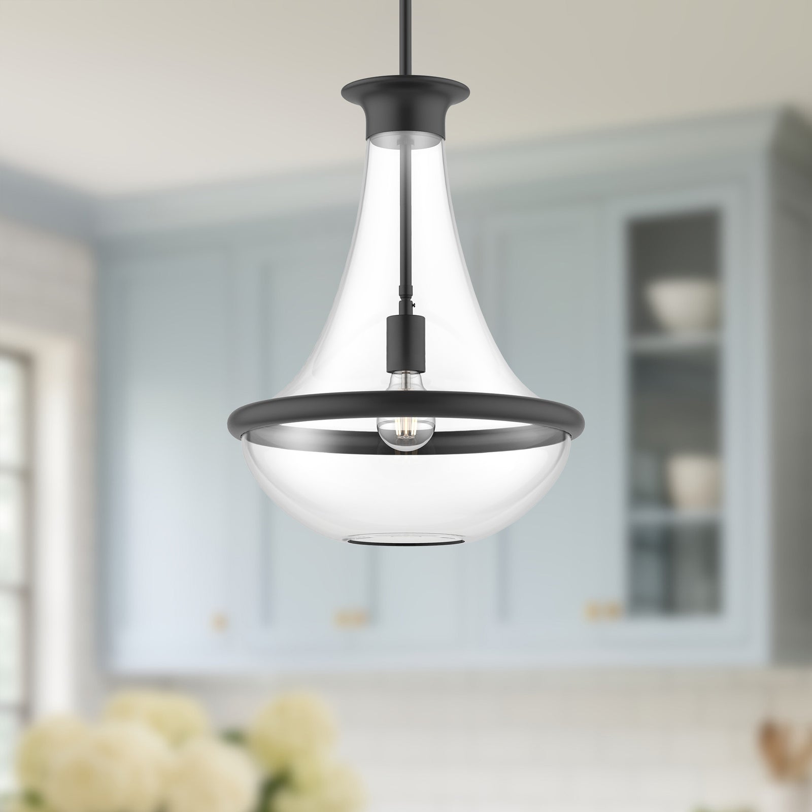 Marcel 10-in Matte Black 1 Light Pendant
