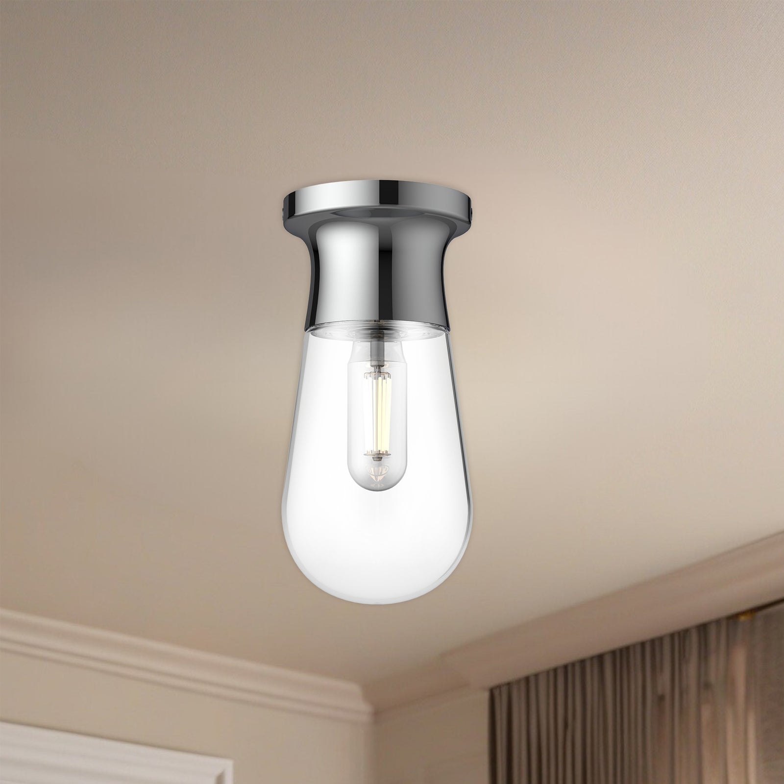 Marcel 5-in Chrome 1 Light Semi Flush Mount
