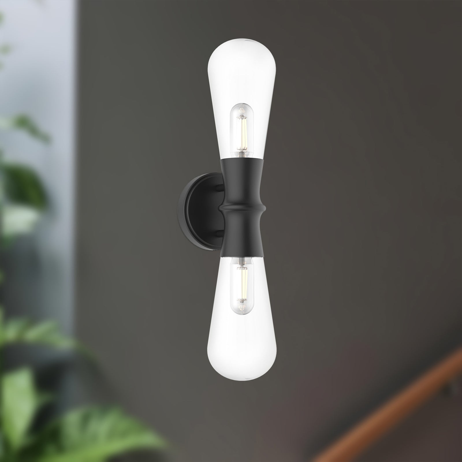 Marcel 5-in Matte Black 2 Lights Wall/Vanity