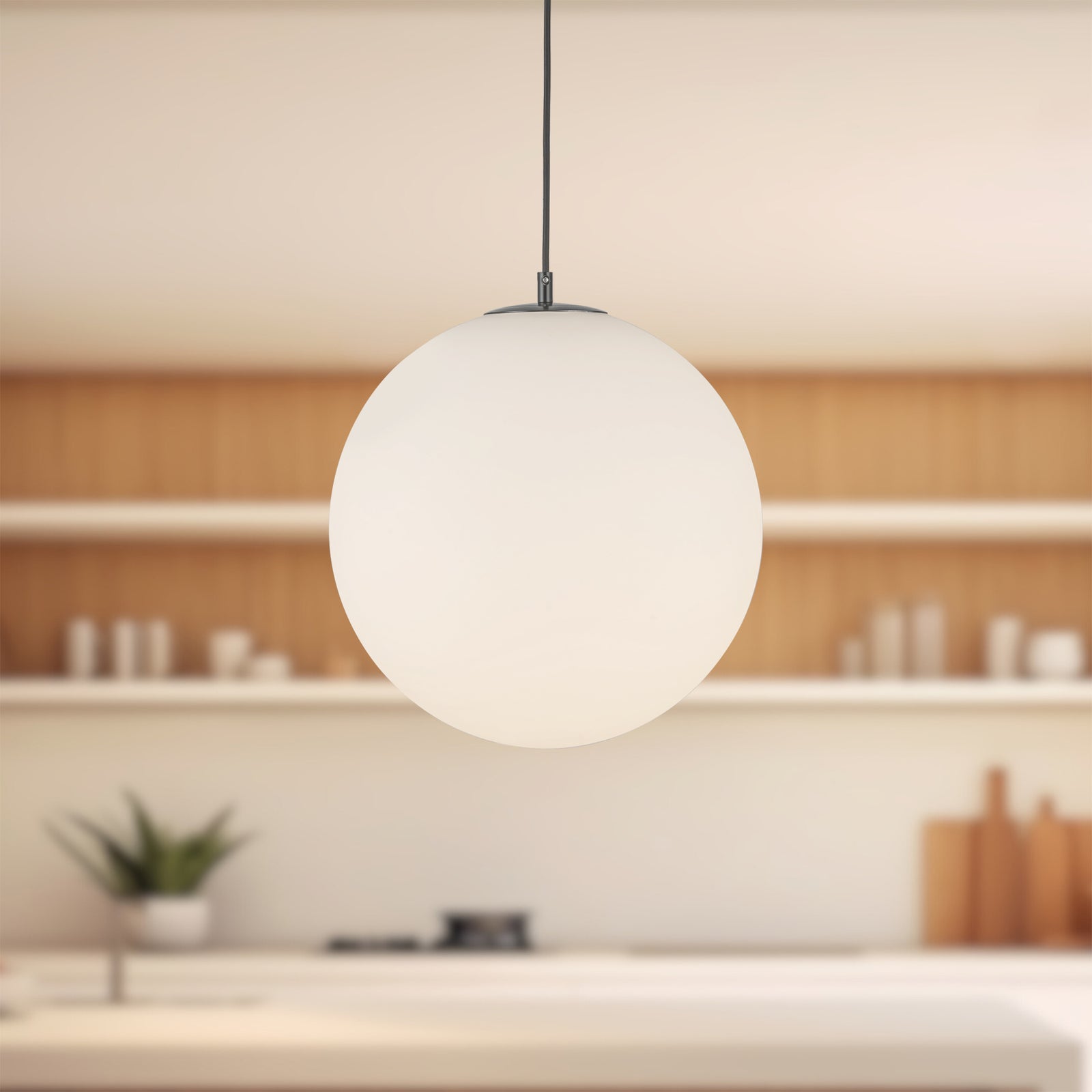 Marco 16-in Black/Opal Glass Socket Pendant