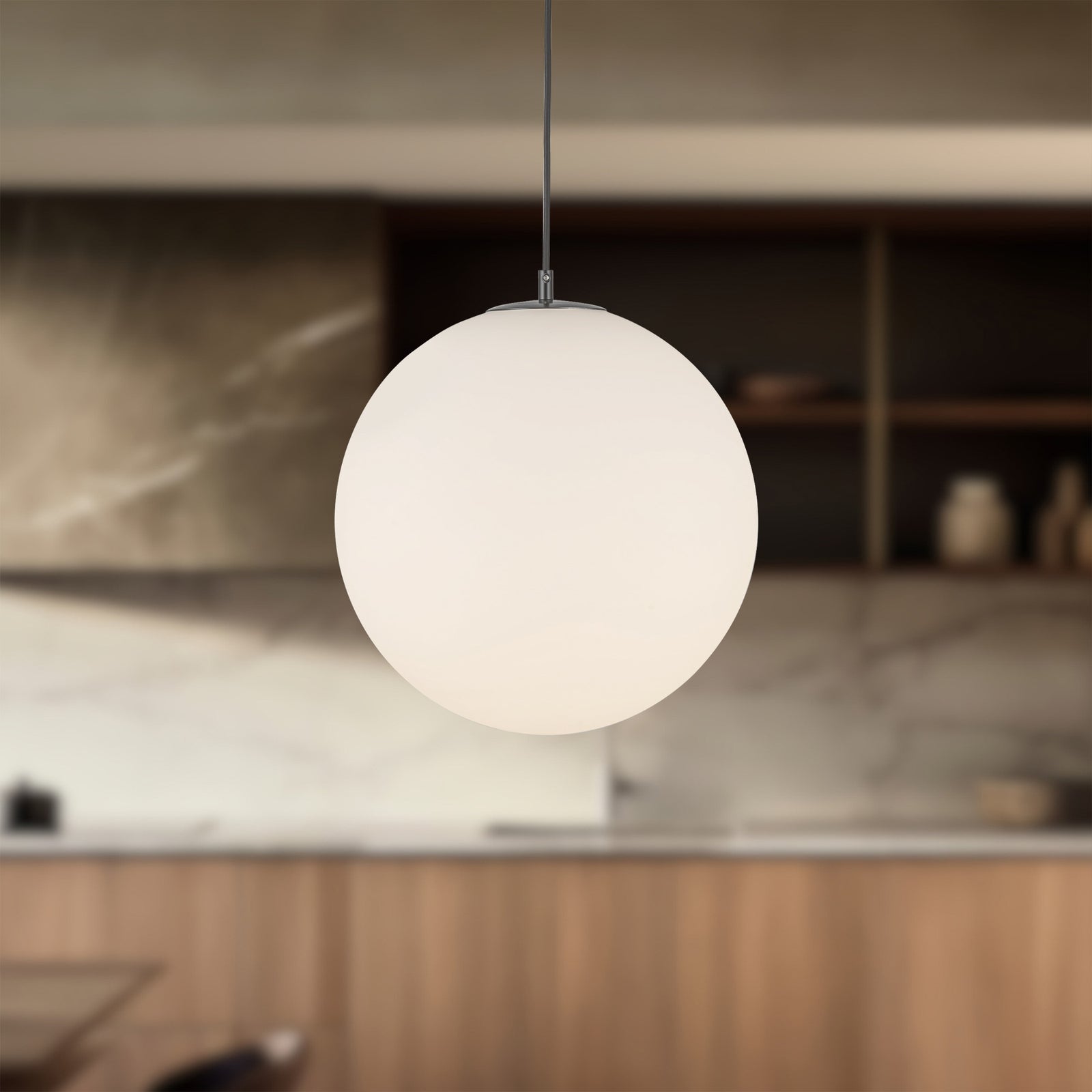 Marco 16-in (196-in Wire) Black/Opal Glass LED Pendant