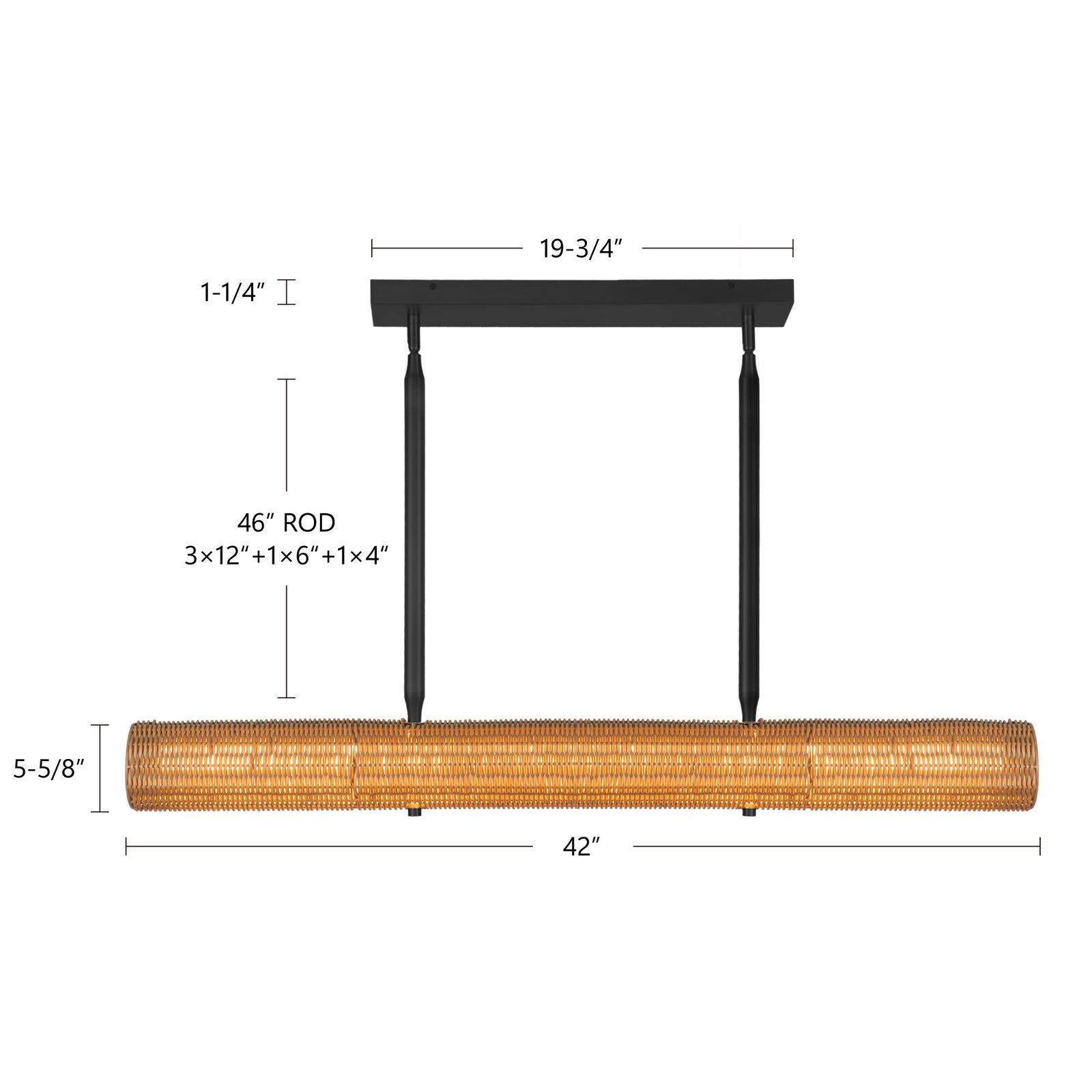 Maris 42-in Matte Black LED Linear Pendant