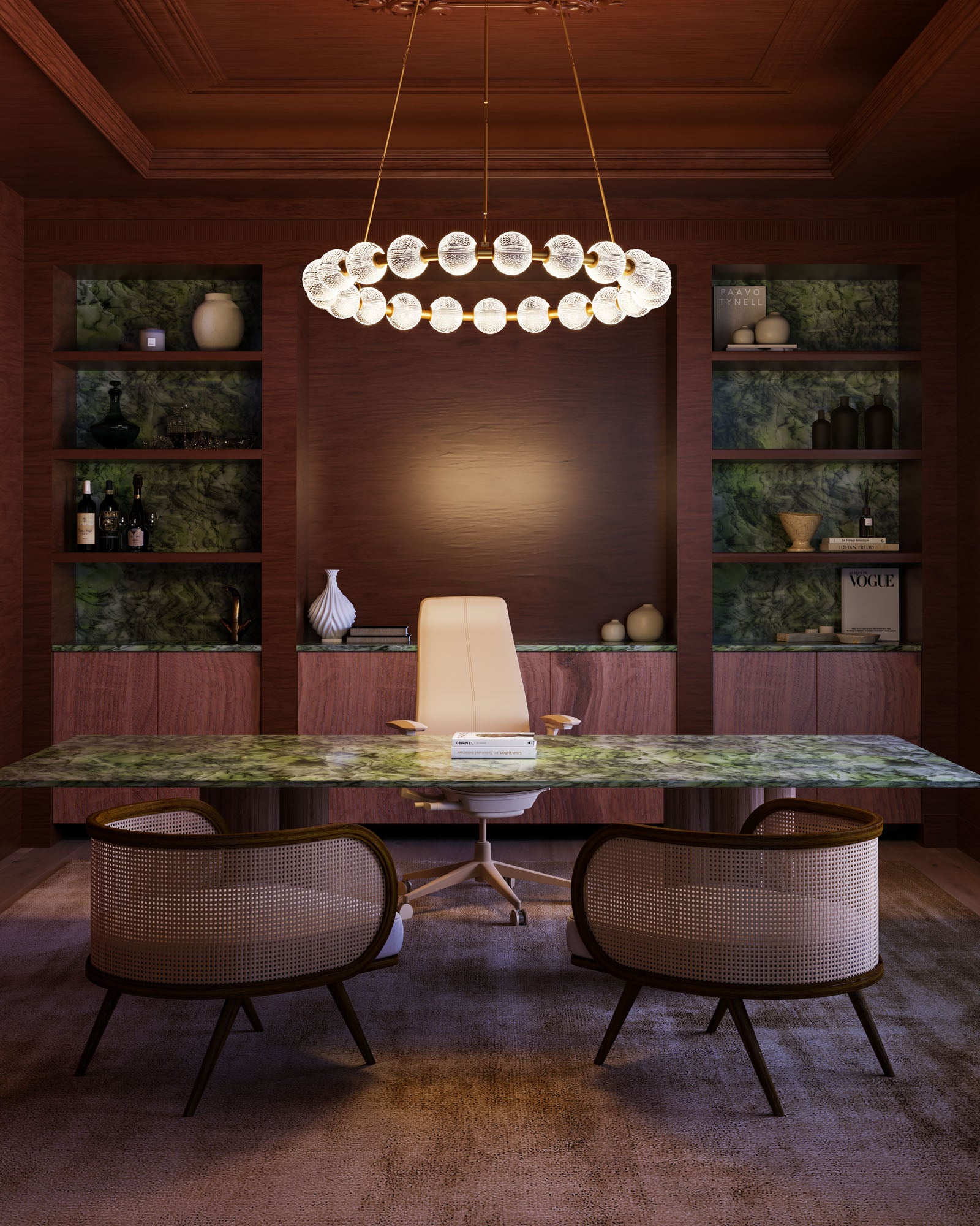 Marni 41-in Natural Brass LED Chandelier