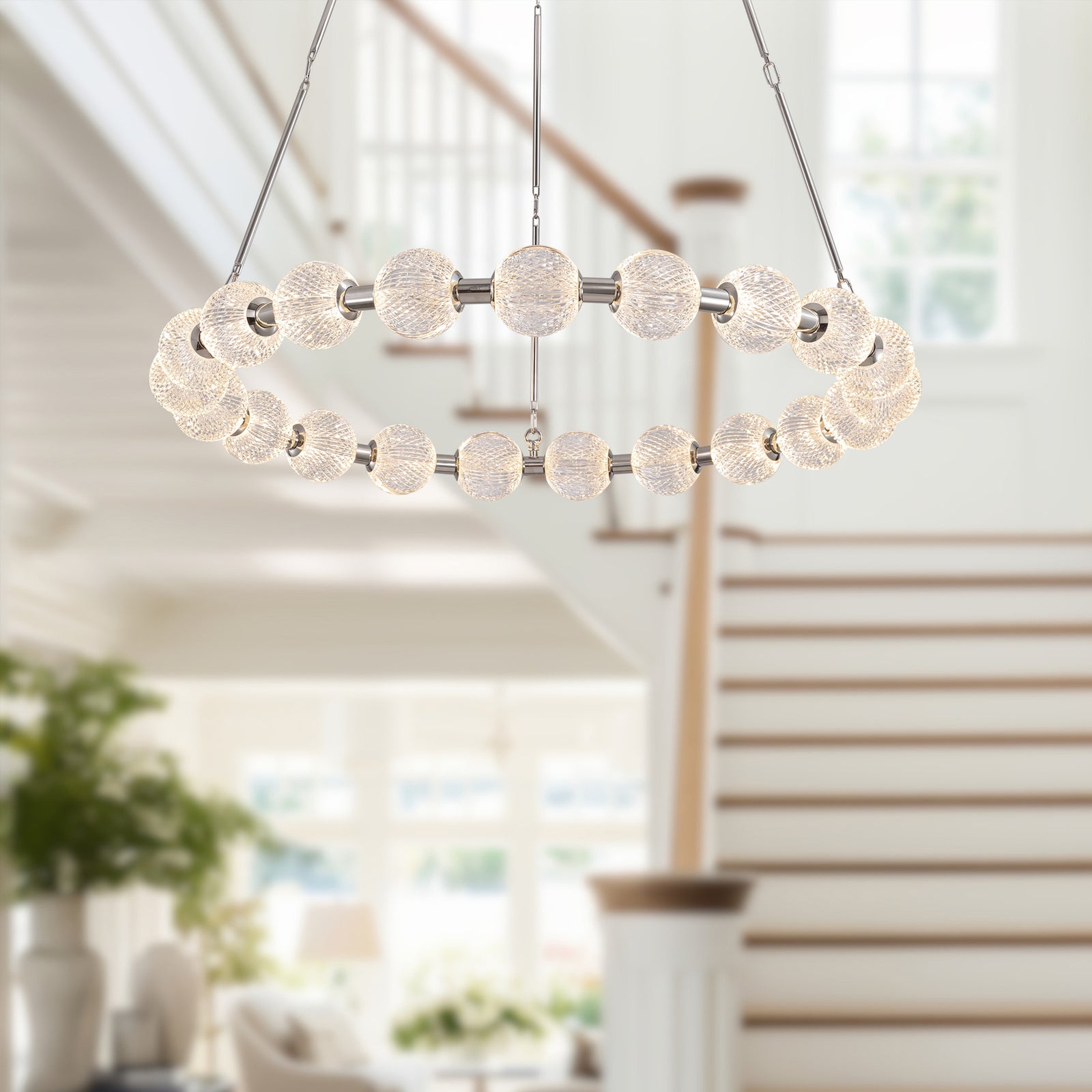 Marni 41-in Polished Nickel LED Chandelier