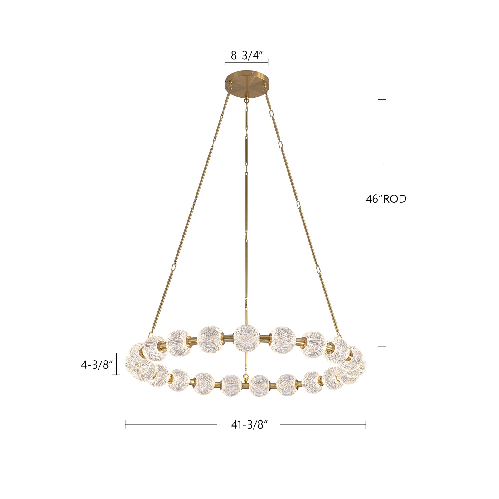 Marni 41-in Natural Brass LED Chandelier