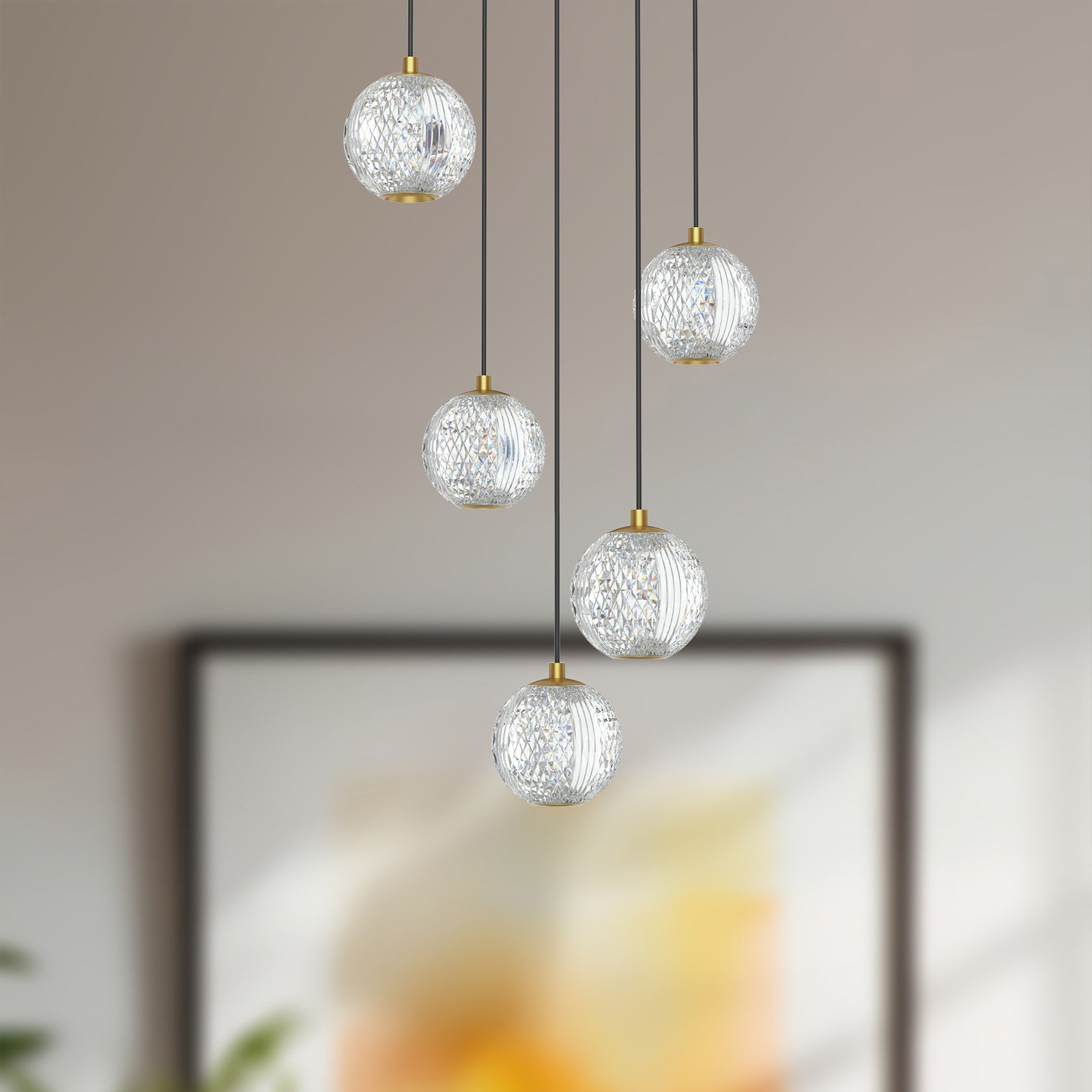 Marni 15-in Light Natural Brass LED Multi Pendant