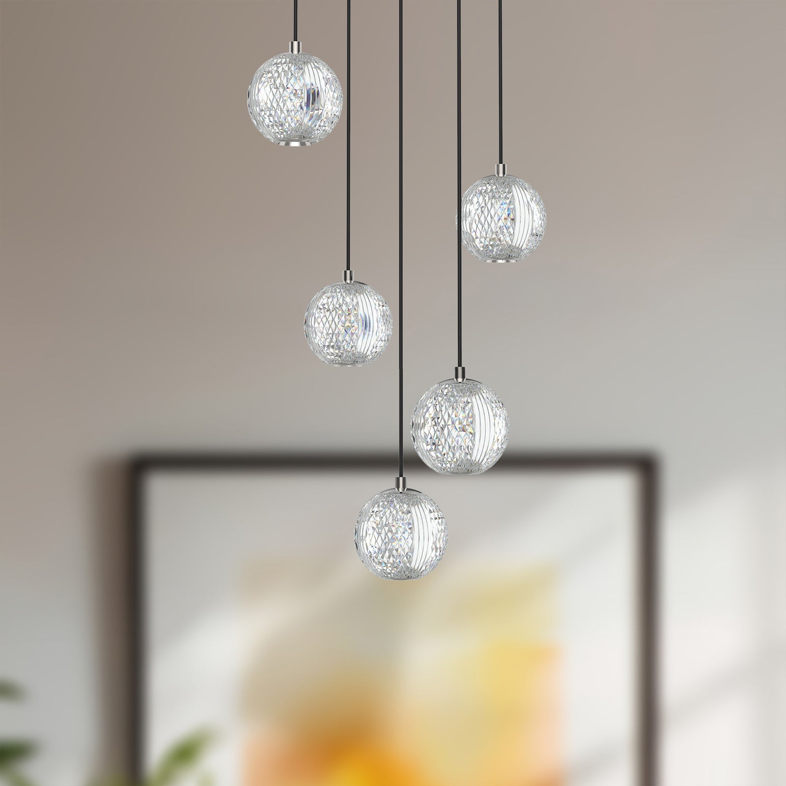 Marni 15-in Polished Nickel LED Multi Pendant