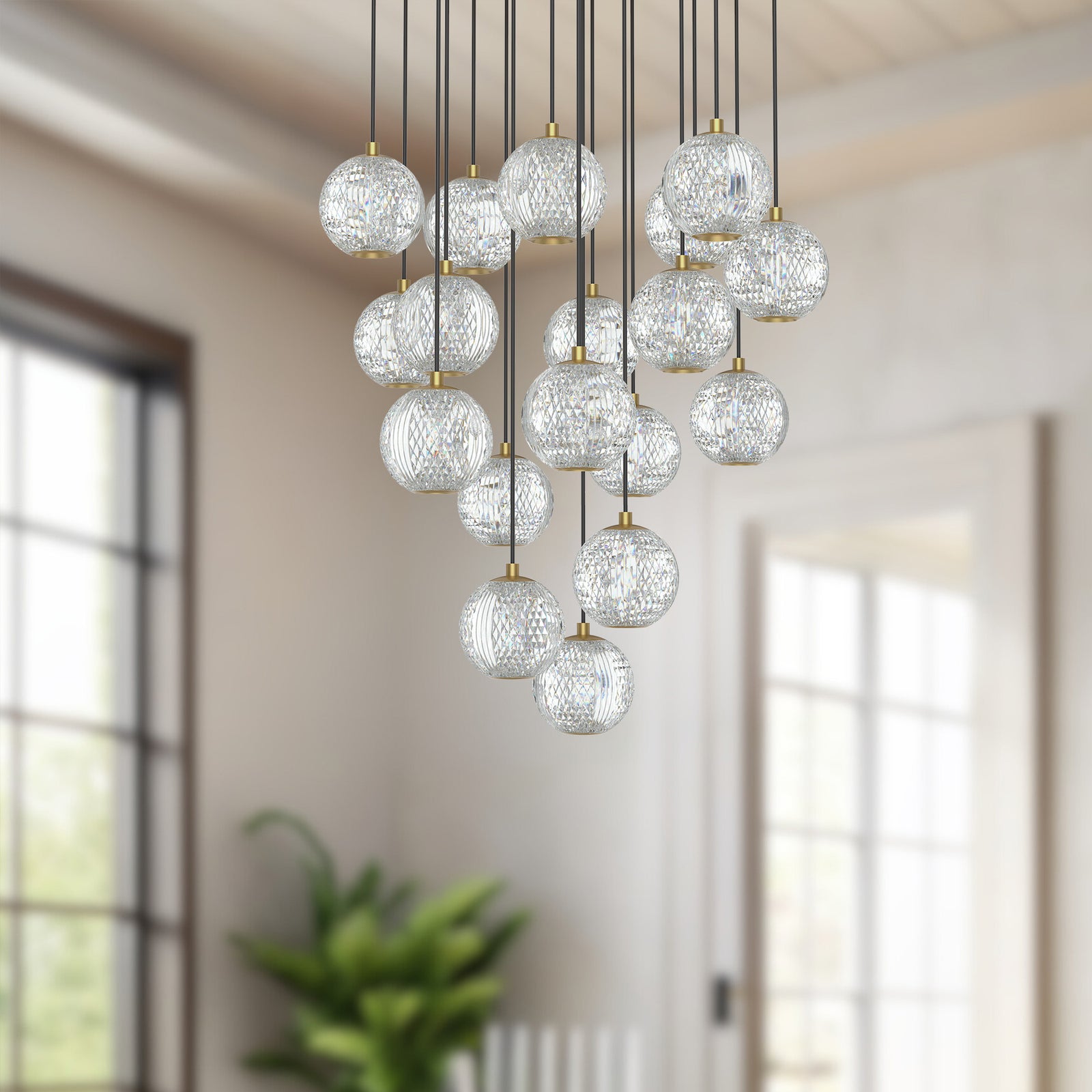 Marni 21-in Natural Brass LED Multi Pendant