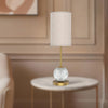 Marni 21-in Natural Brass/White Linen LED Table Lamp