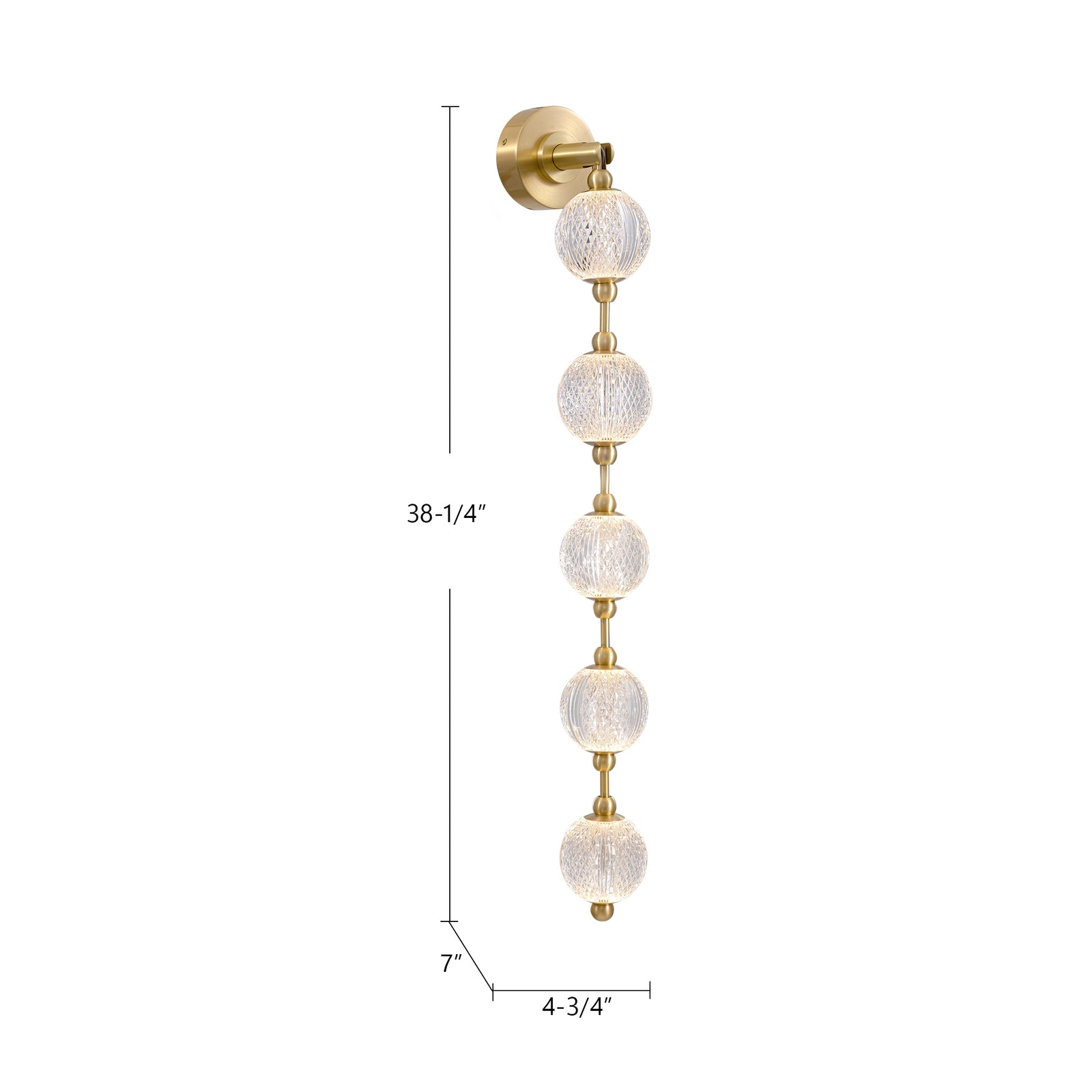 Marni 38-in Natural Brass LED Wall Vanity