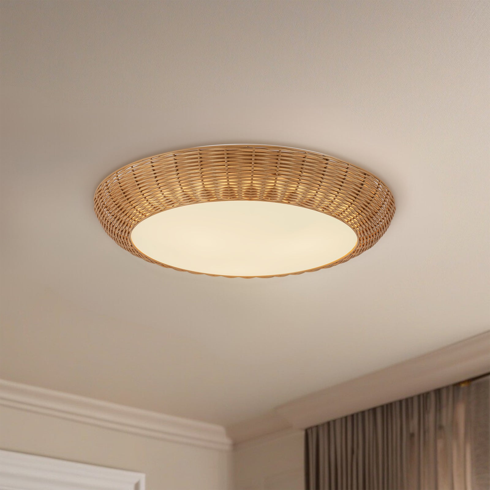 Merida 21-in Rattan Socket Flush Mount