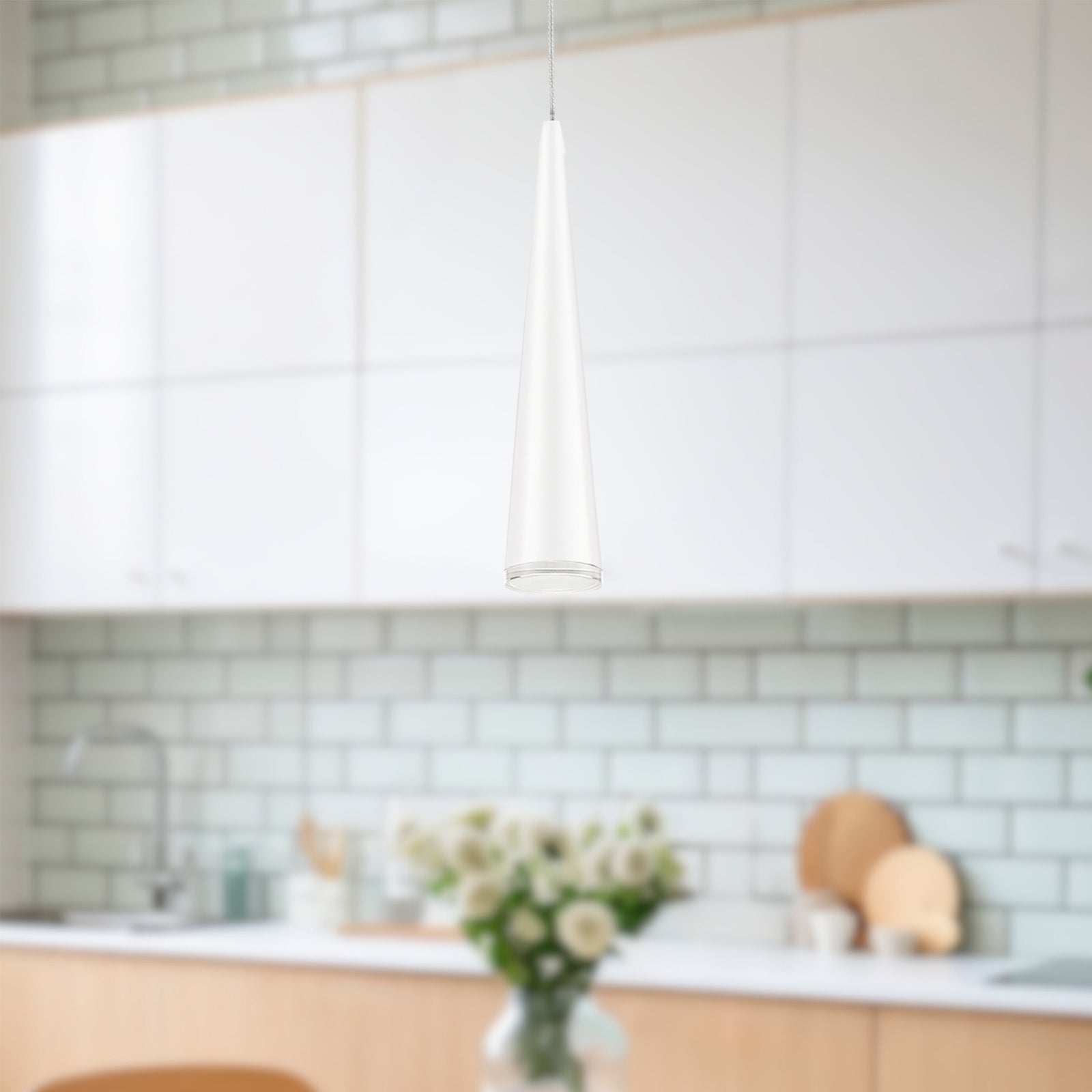Mina 12-in White LED Pendant