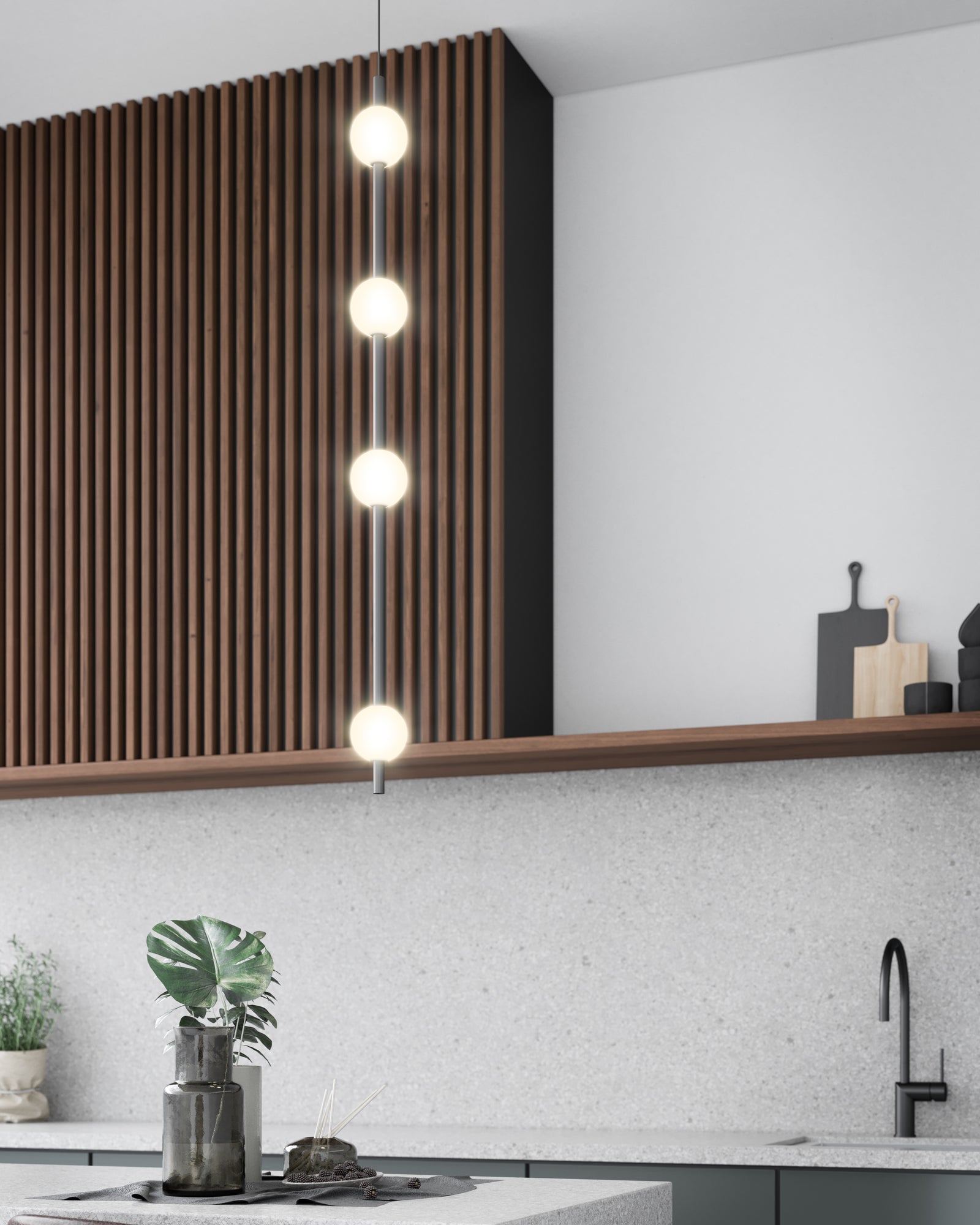 Misaki 40-in Black LED Pendant