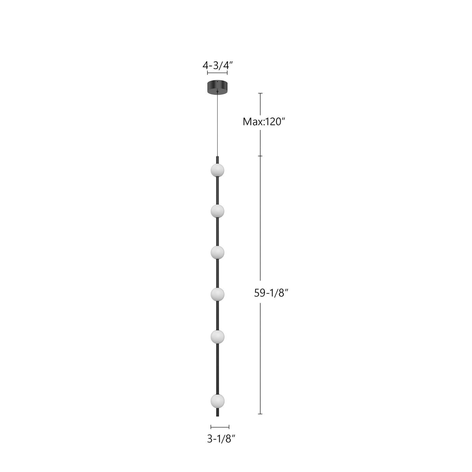 Misaki 60-in Black LED Pendant
