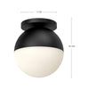 Monae 10-in Black/Opal Glass 1 Light Flush Mount