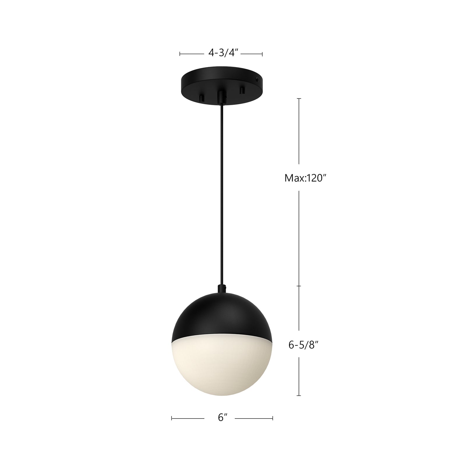 Monae 6-in Black LED Pendant