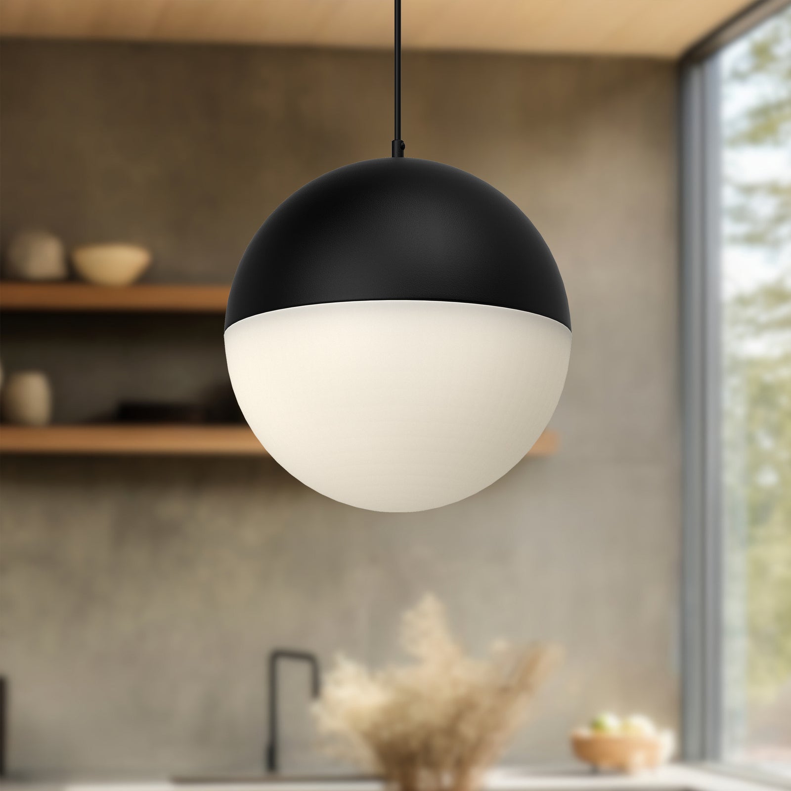 Monae 8-in Black LED Pendant