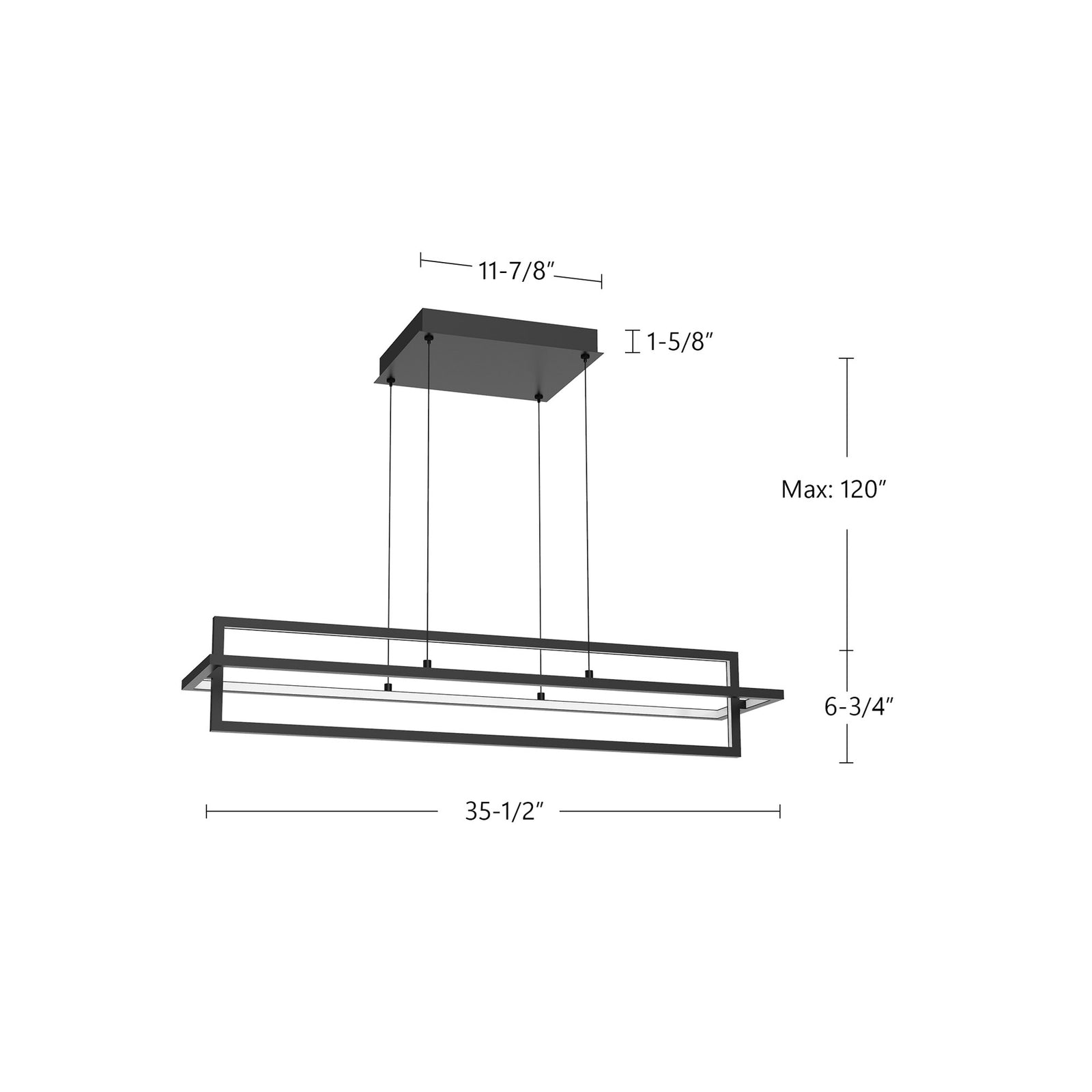 Mondrian 36-in Brushed Nickel LED Linear Pendant