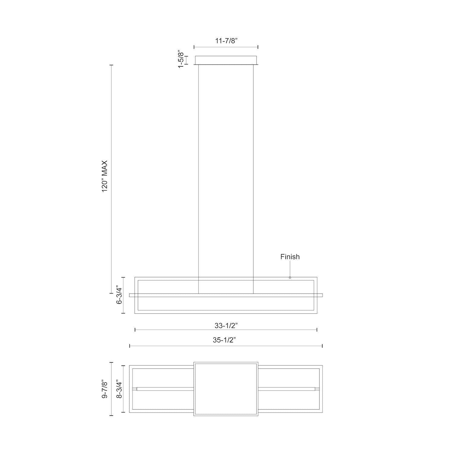 Mondrian 36-in Brushed Nickel LED Linear Pendant