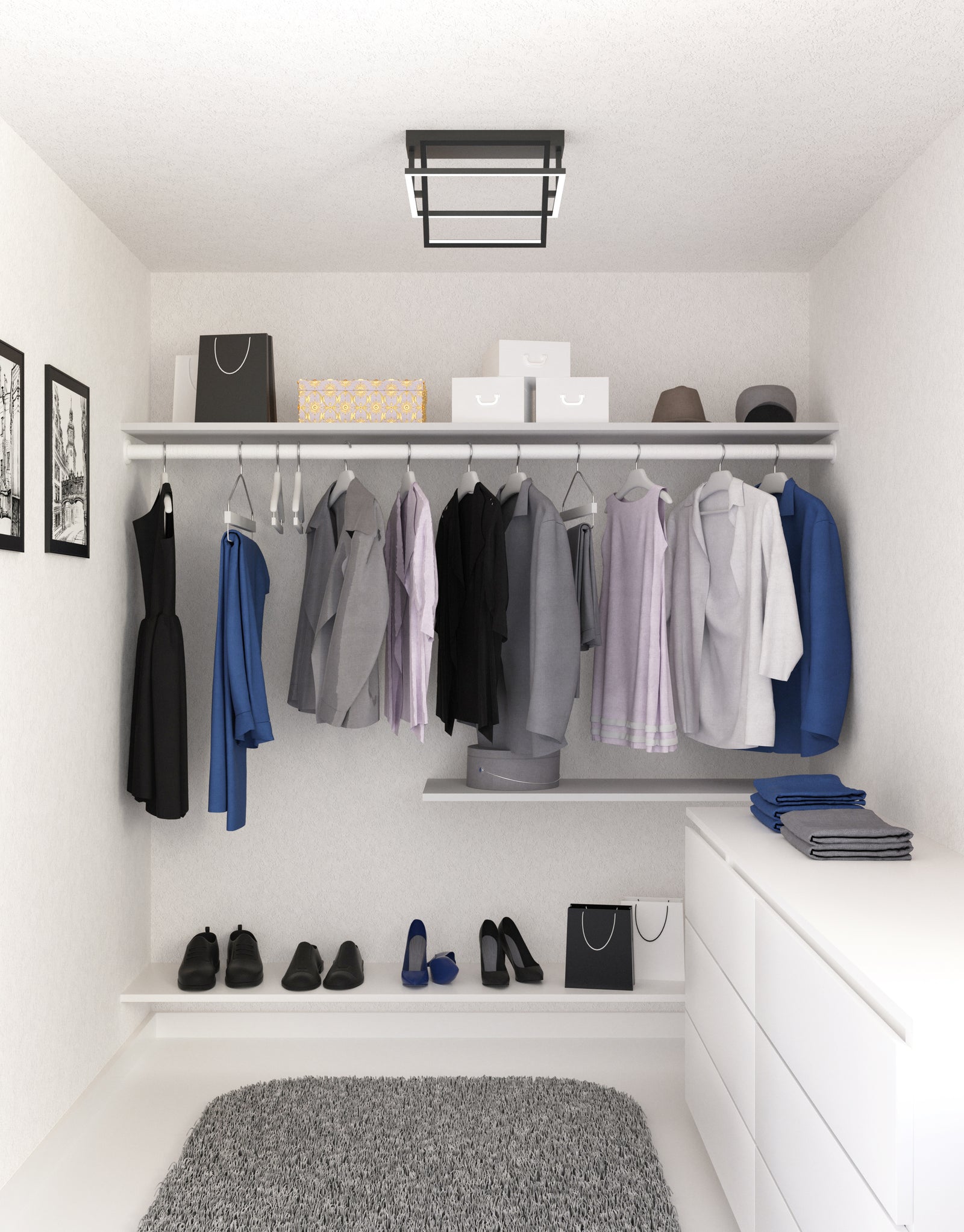 Mondrian 16-in Black LED Semi Flush Mount