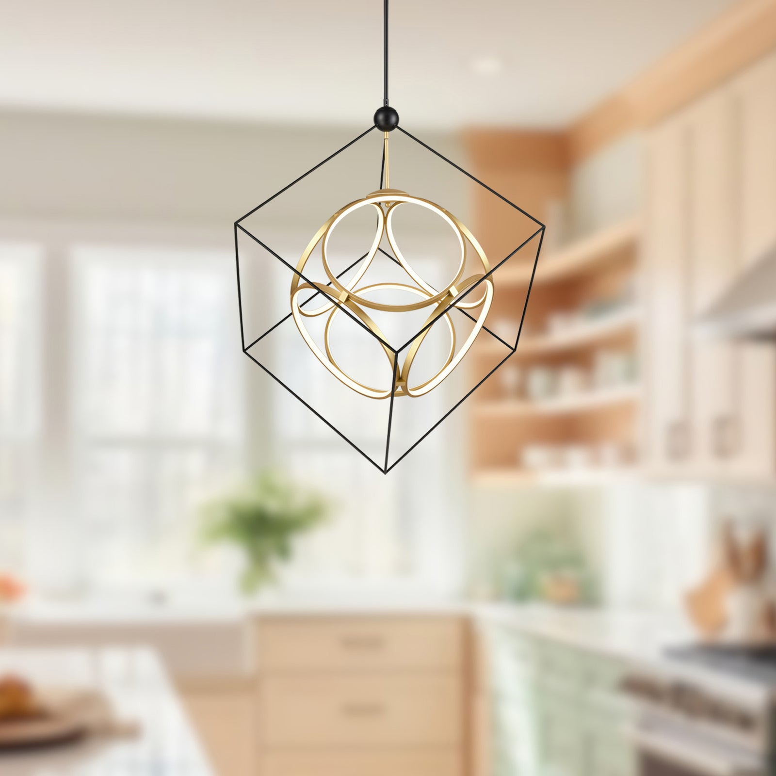 Monza 34-in Black/Antique Brass LED Chandeliers