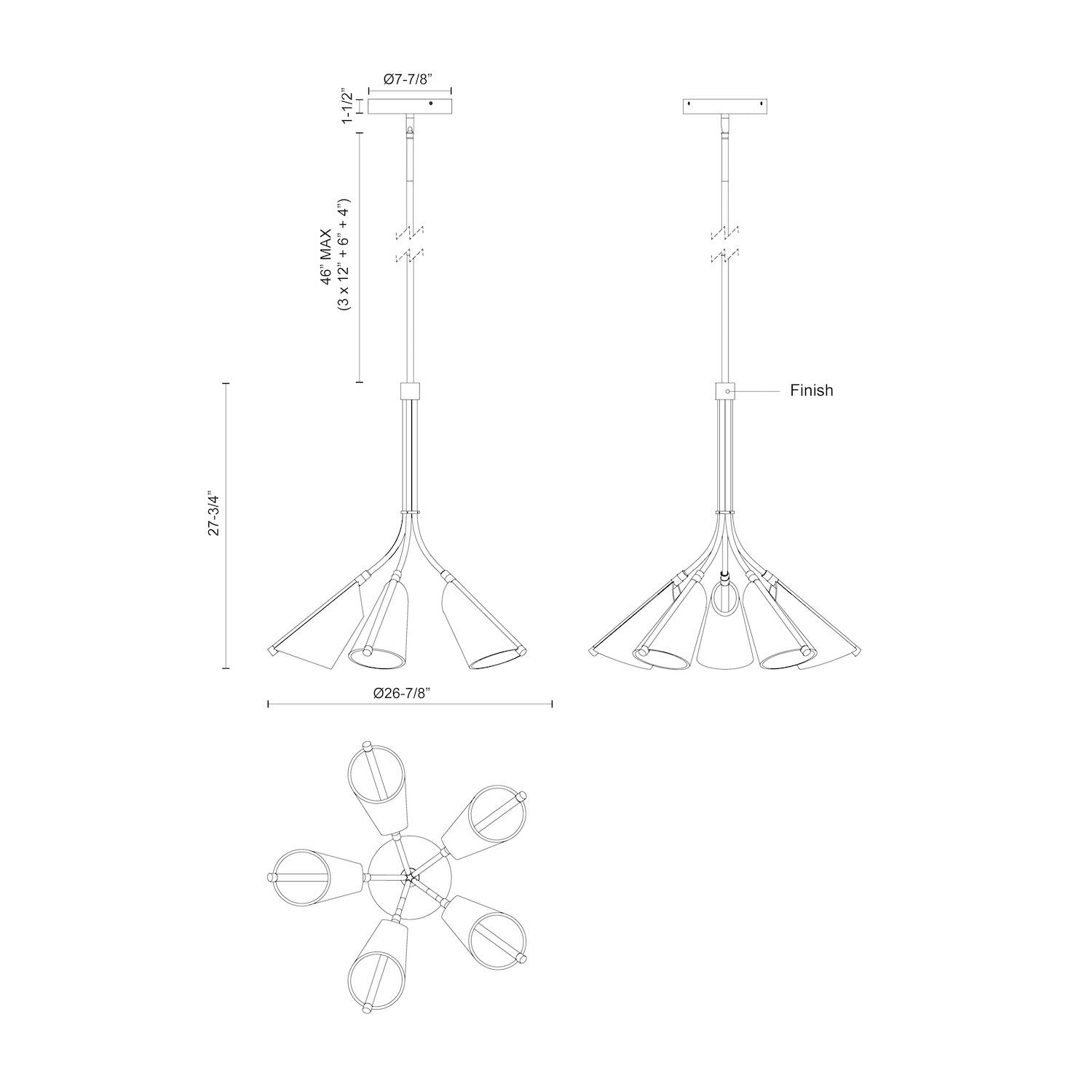 Mulberry 28-in Black/Light Guide LED Chandeliers