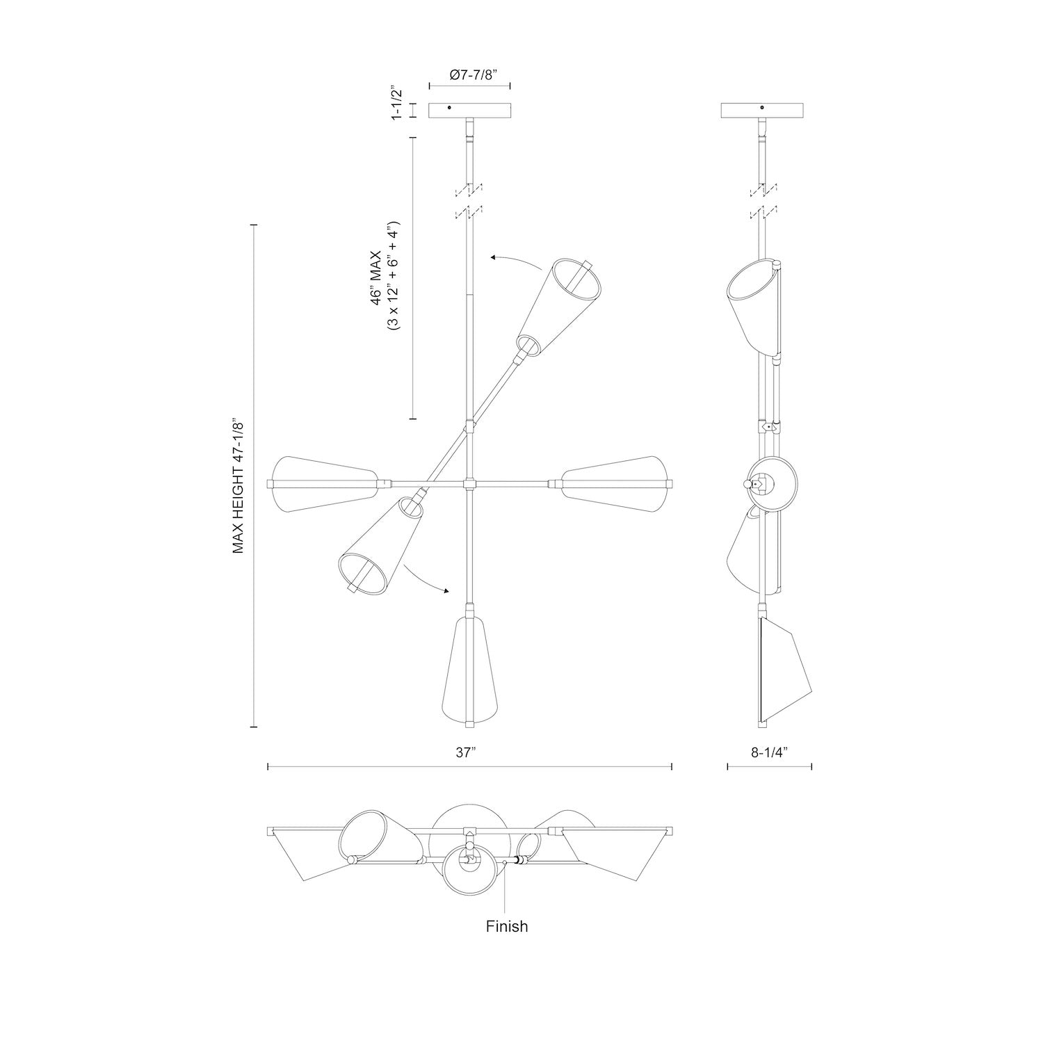 Mulberry 37-in Brushed Gold/Light Guide LED Chandeliers