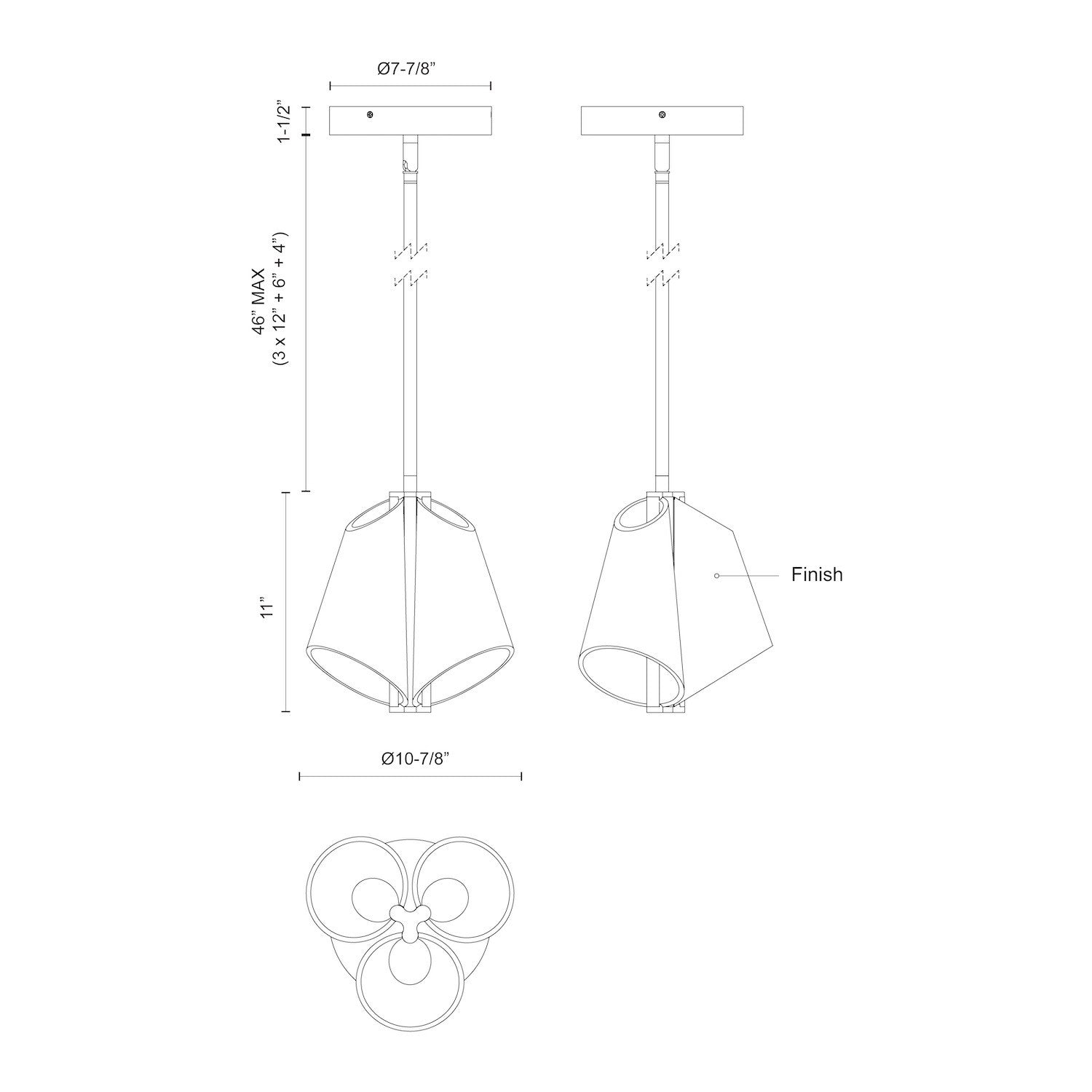Mulberry 11-in Black/Light Guide LED Pendant