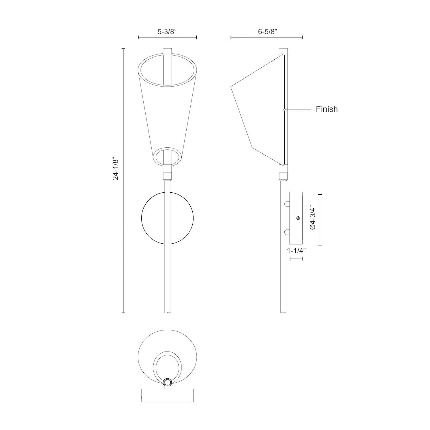 Mulberry 24-in Black/Light Guide LED Wall Sconce