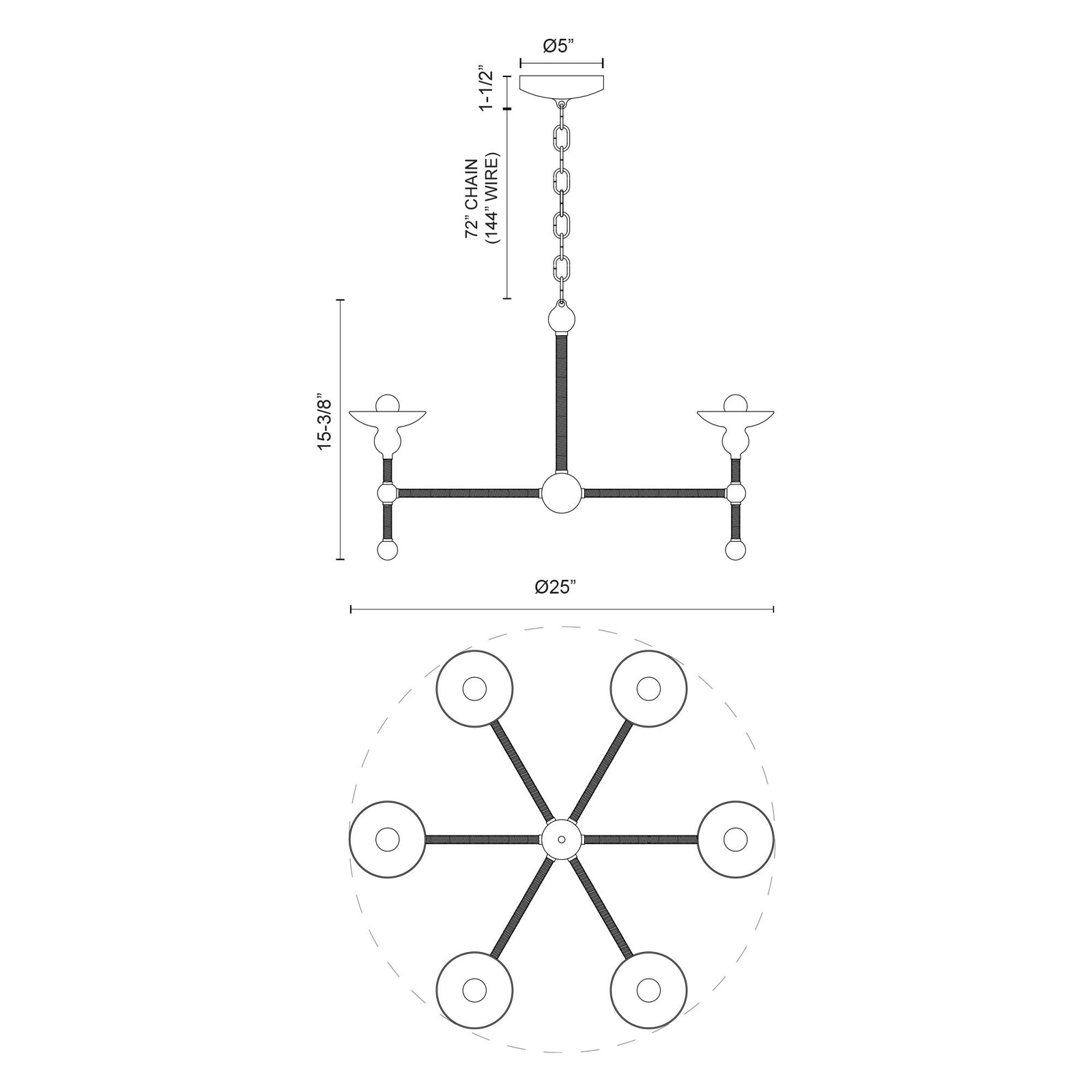 Nadine 25-in Matte Black/Cotton 6 Lights Chandeliers