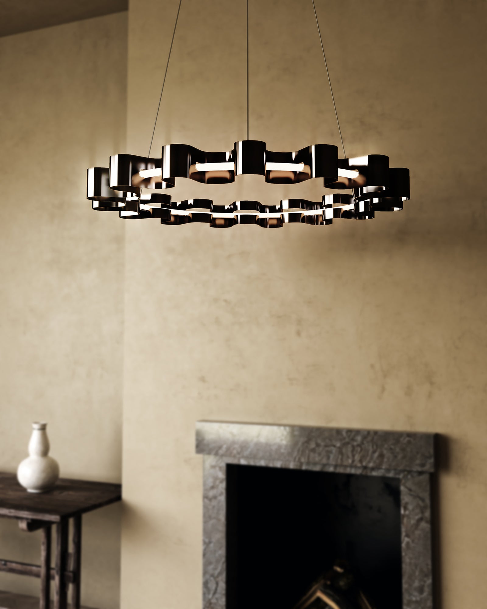 Nami 32-in Gloss Black LED Chandelier