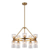 Nelly 26-in Brushed Gold/Clear Ribbed Glass Socket Chandelier