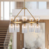 Nelly 26-in Brushed Gold/Clear Ribbed Glass Socket Chandelier