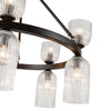 Nelly 26-in Matte Black/Clear Ribbed Glass Socket Chandelier