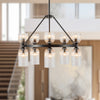 Nelly 26-in Matte Black/Clear Ribbed Glass Socket Chandelier