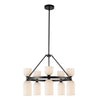 Nelly 26-in Matte Black/Glossy Ribbed Opal Glass Socket Chandelier