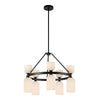 Nelly 26-in Matte Black/Glossy Ribbed Opal Glass Socket Chandelier