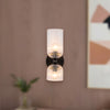 Nelly 12-in Matte Black/Clear Ribbed Glass Socket Wall/Vanity Light