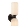 Nelly 12-in Matte Black/Glossy Ribbed Opal Glass Socket Wall/Vanity Light